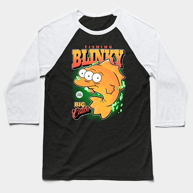 Fishing Blinky Baseball T-Shirt by Cromanart